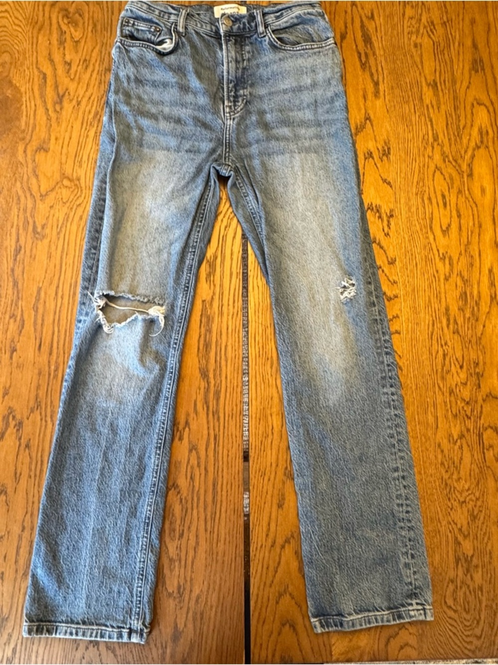 Reformation Denim Jeans Palermo Wash Distrssed High Rise Straight Leg Size 27